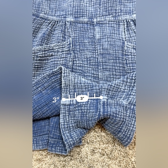 LaBiz Maronie Relaxed Gauze Blue Shortalls Jumper Romper Pockets Women’s XS - Picture 14 of 16